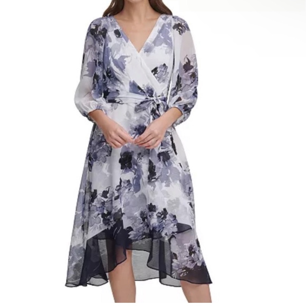 DKNY Balloon Sleeve Wrap Dress (NWT)